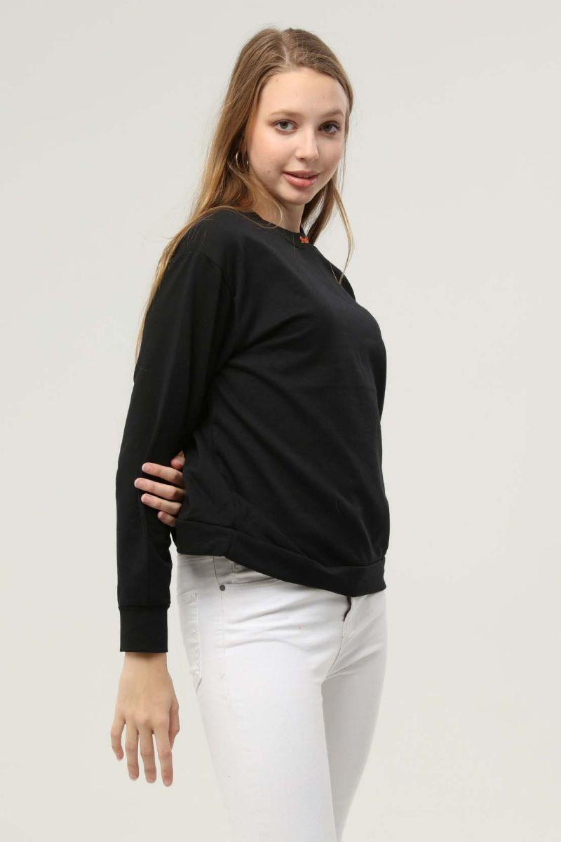 Sweatshirt Kadın Sunday Baskılı Kapüşonlu Nakışlı Sweatshirt Siyah