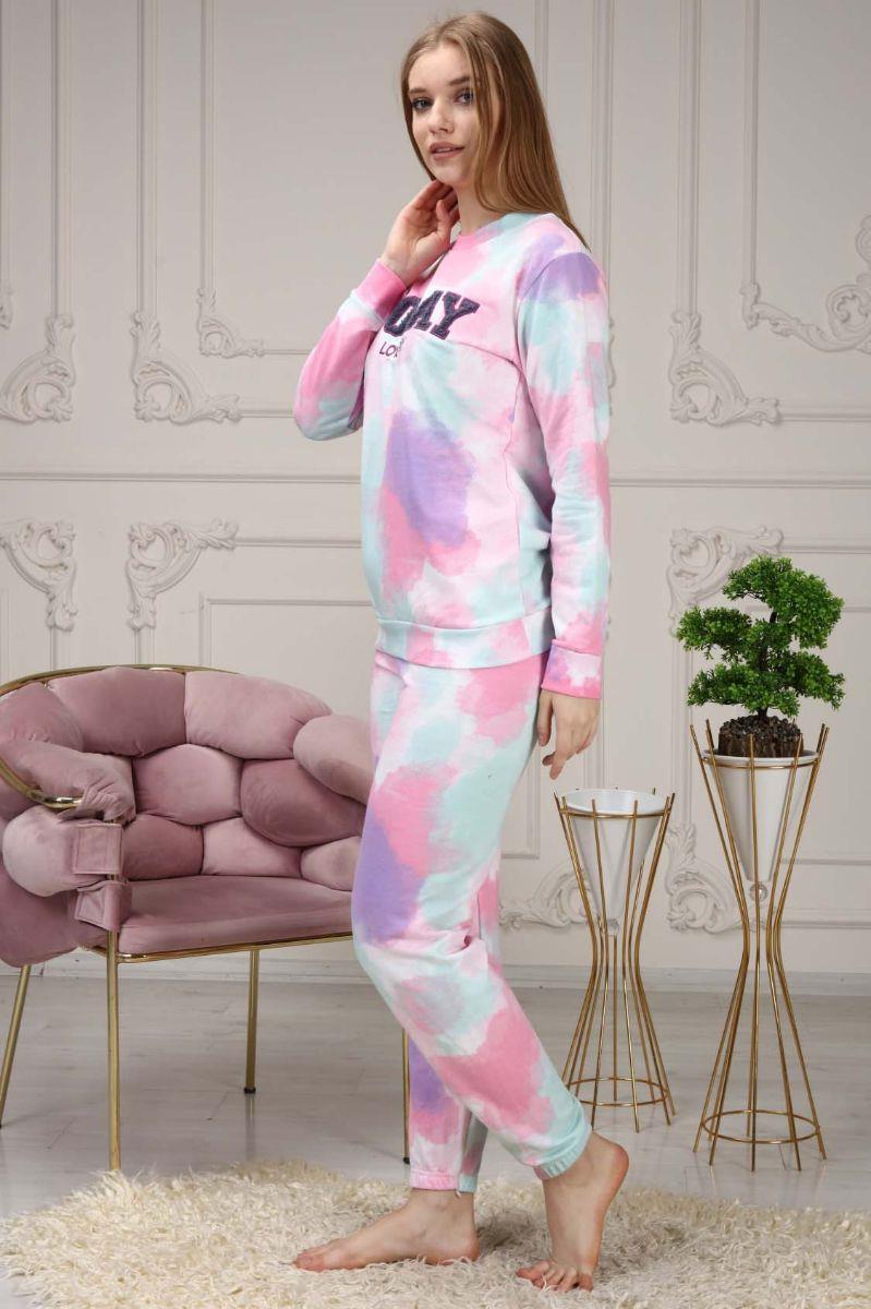 Pijama Takımı Kadın Today Baskılı Batik Eşofman Takımı Pembe