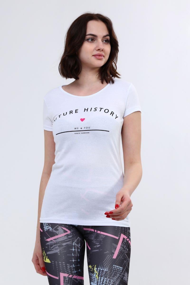 Tshirt Kadın Yazı Baskılı T-Shirt Beyaz