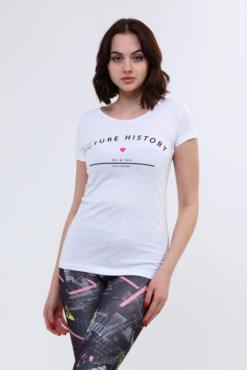 Tshirt Kadın Yazı Baskılı T-Shirt Beyaz