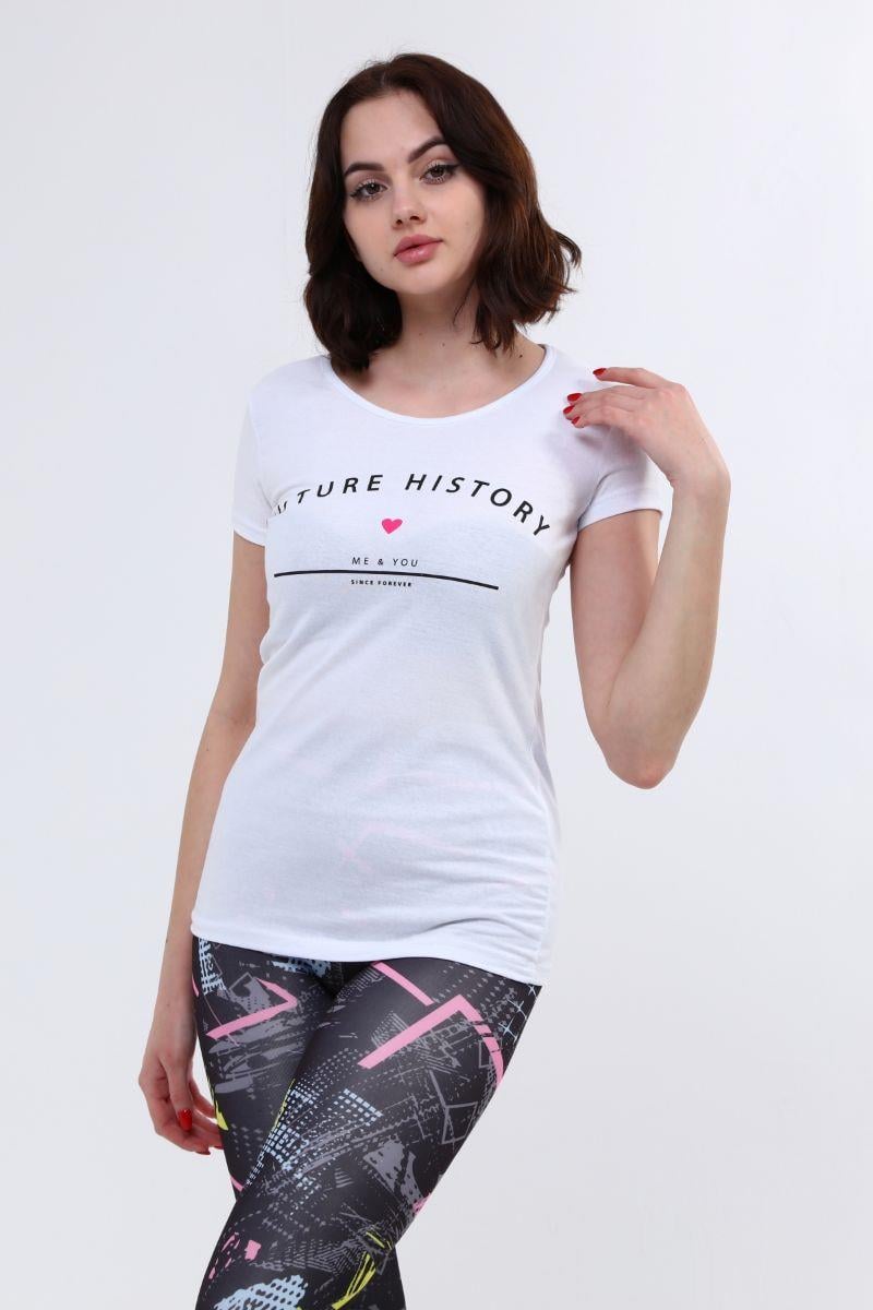 Tshirt Kadın Yazı Baskılı T-Shirt Beyaz