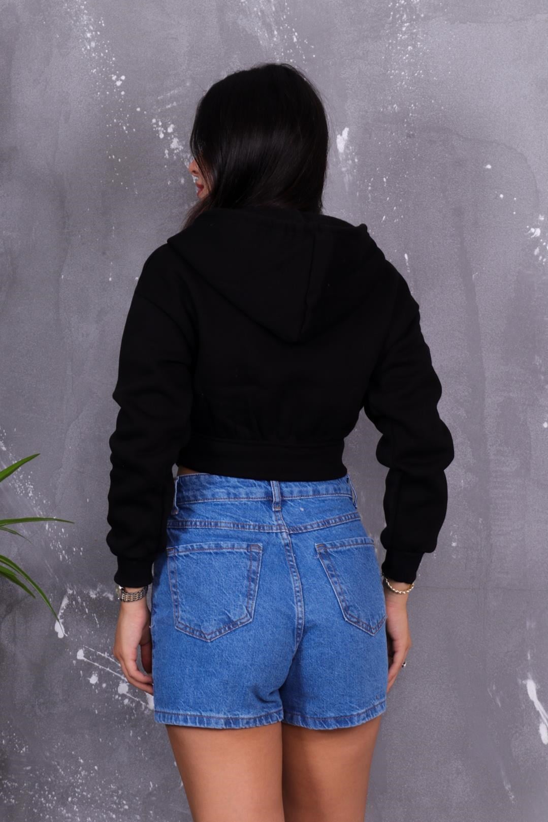 Hırka Korseli Şardonlu Kapüşonlu Sweatshirt