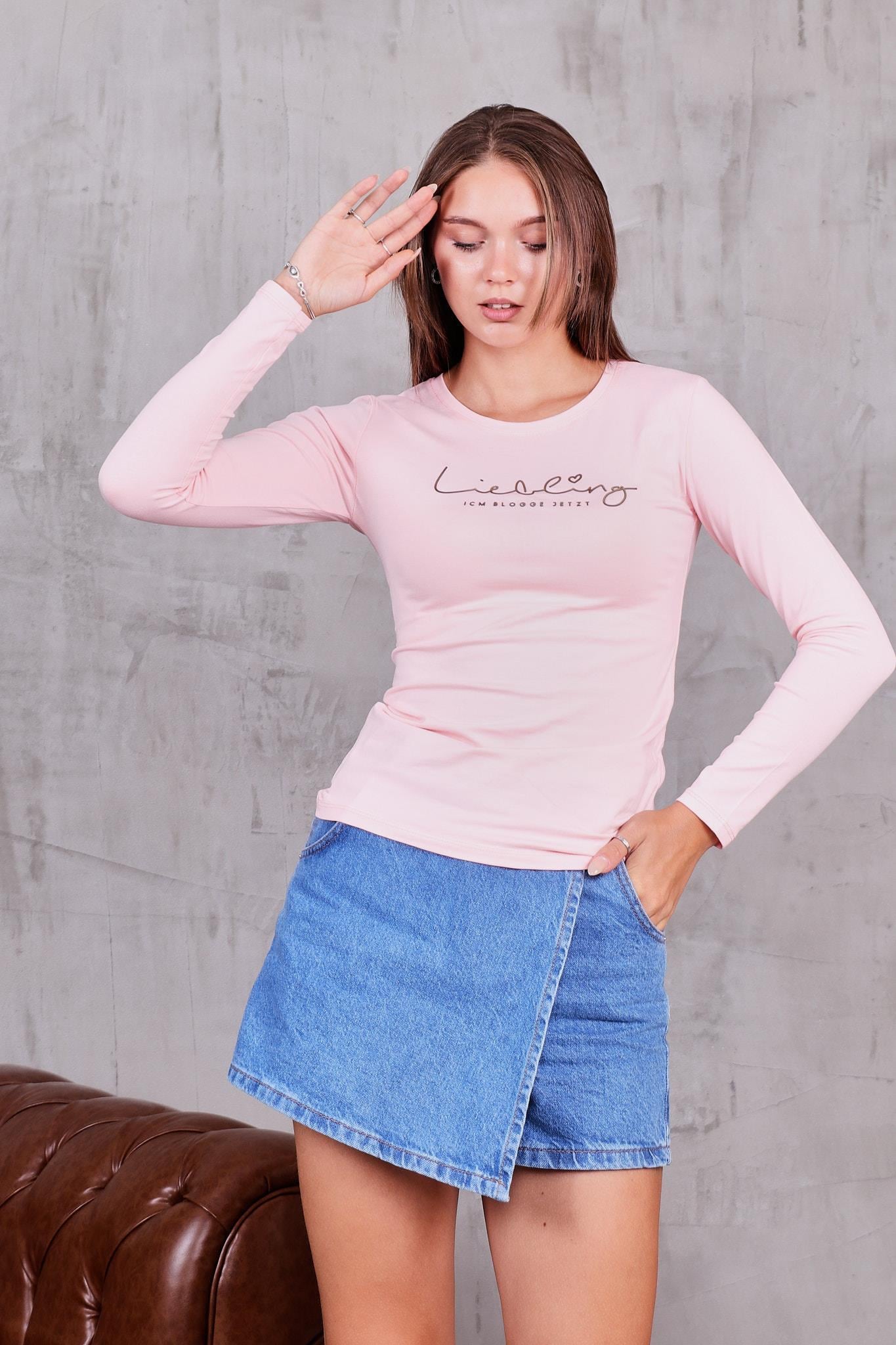 Bluz Likralı Pamuklu Basıc Badi