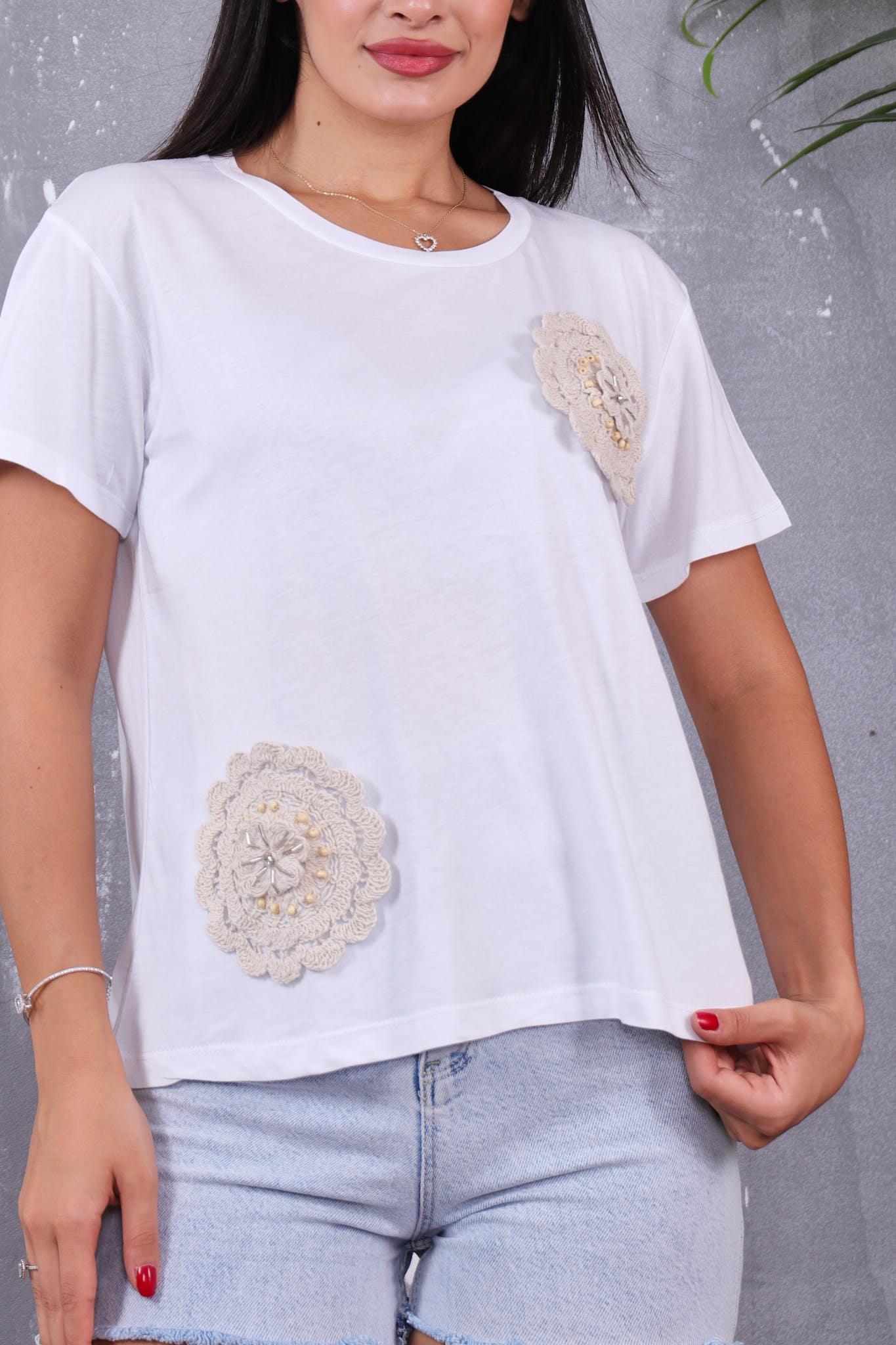 Tshirt Motif Detaylı Pamuklu Likralı Tshirt
