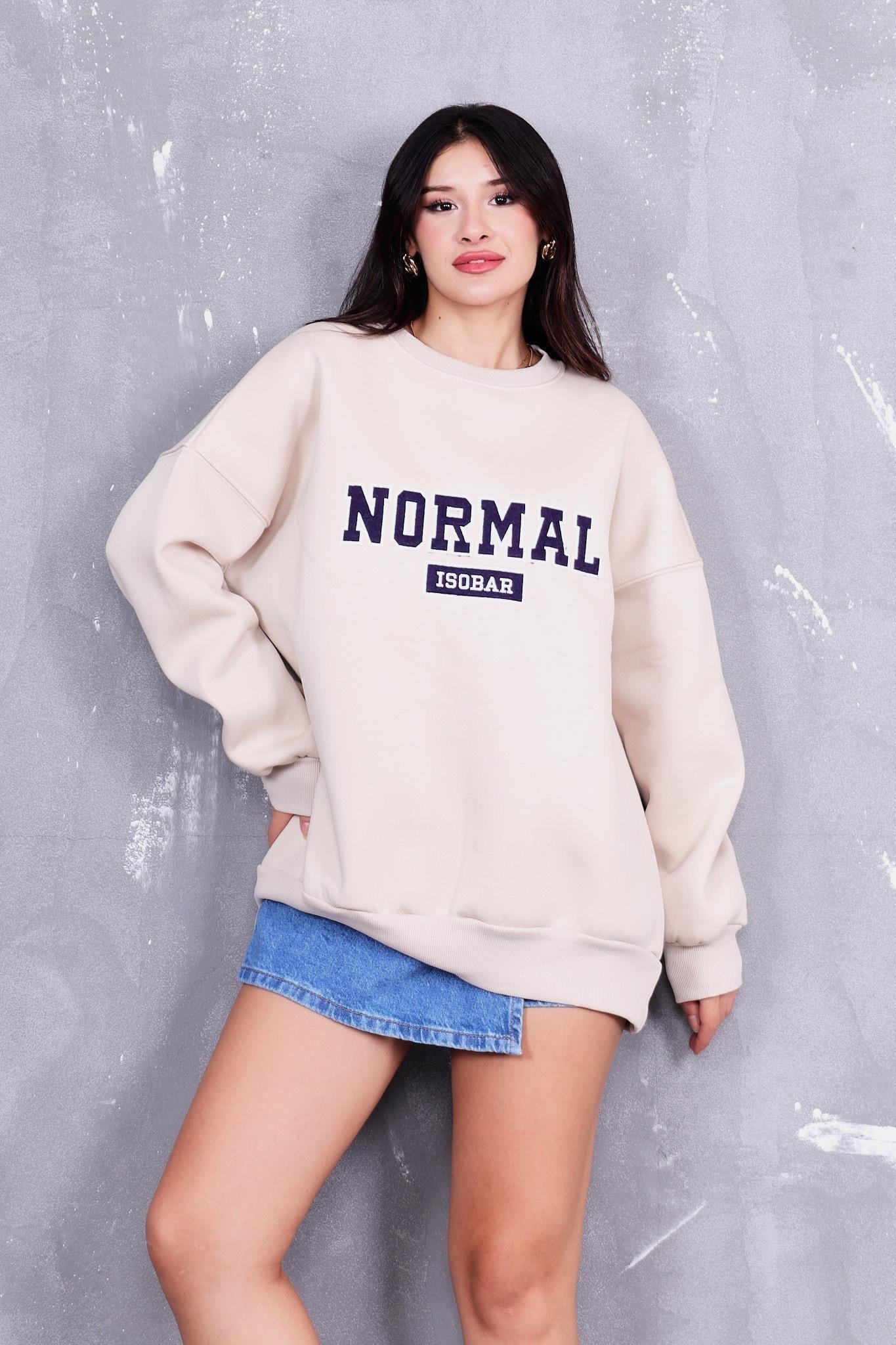 Sweatshirt Normal Baskılı İçi Şardonlu Sweatshirt