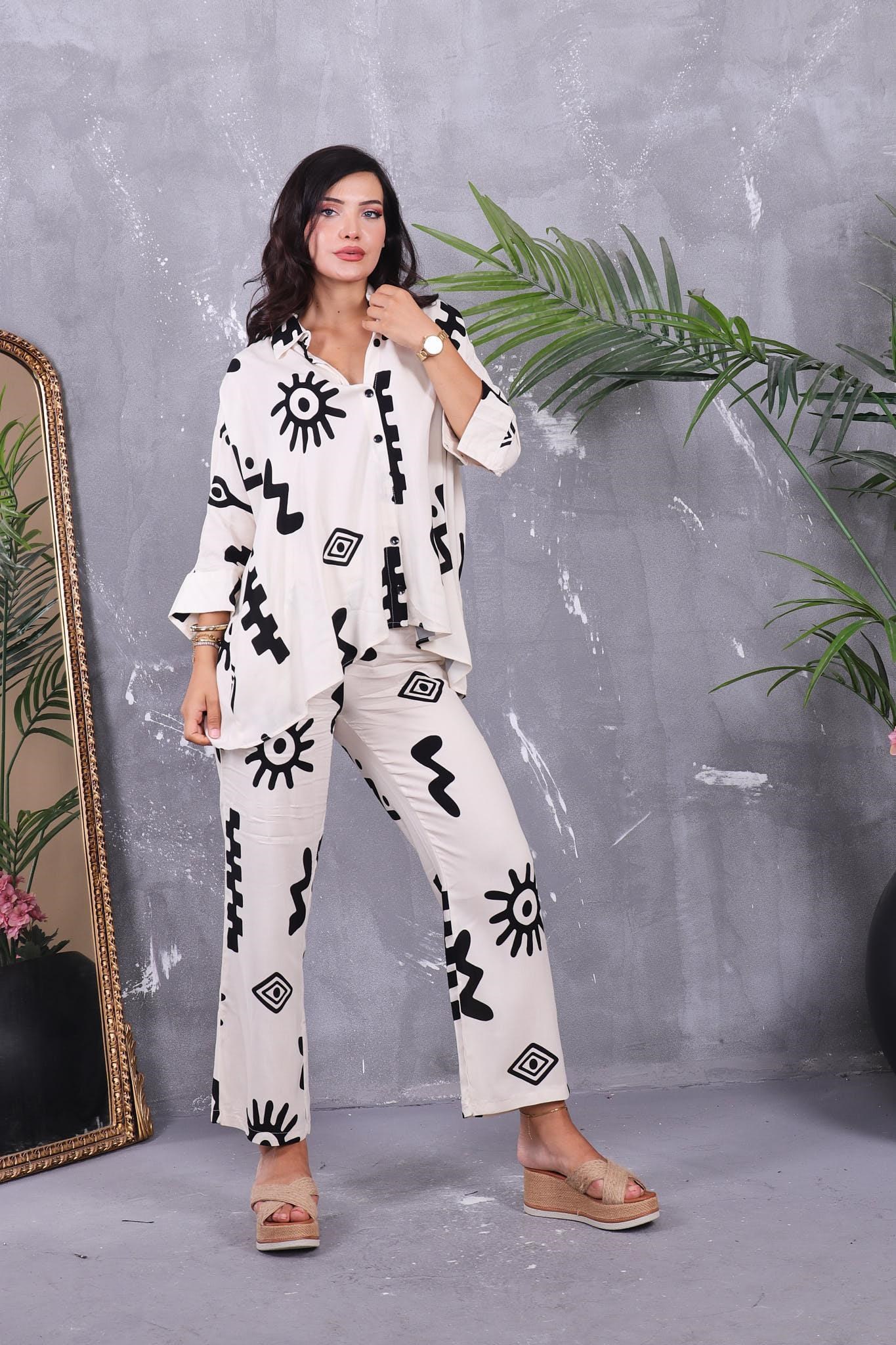 İkili Takım Oversize Gömlek Detaylı Takım
