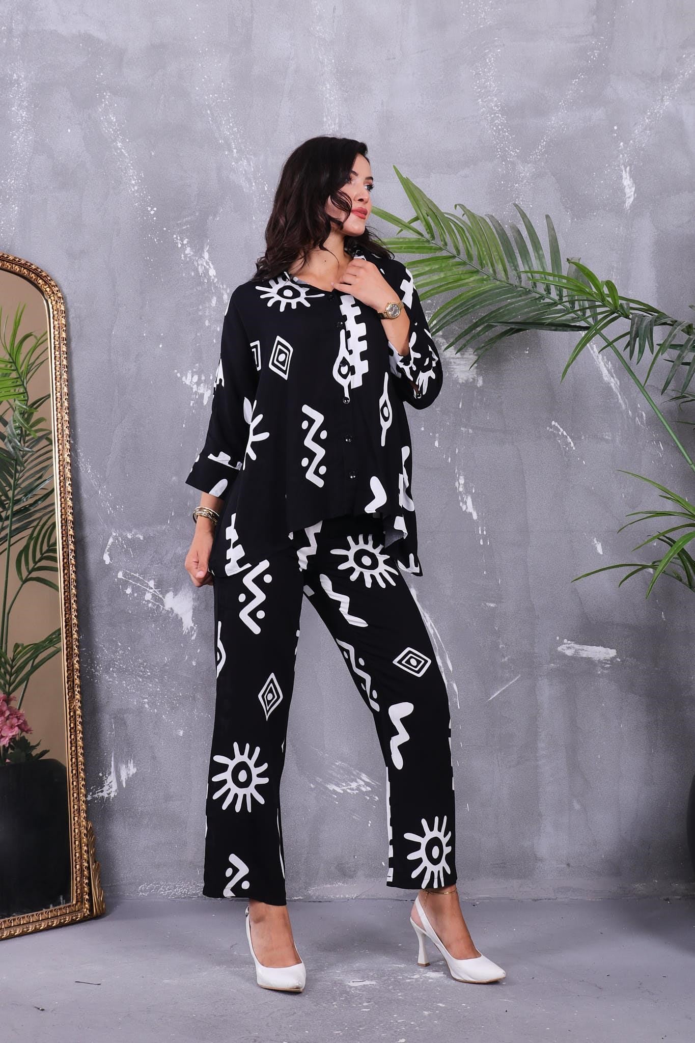 İkili Takım Oversize Gömlek Detaylı Takım