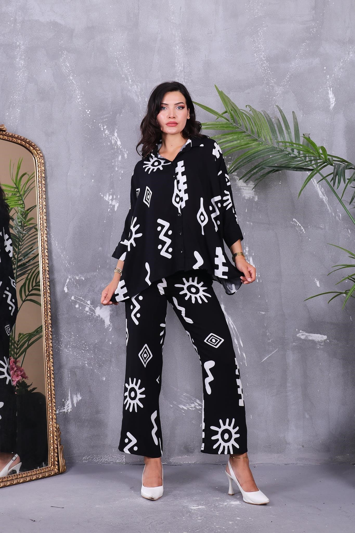 İkili Takım Oversize Gömlek Detaylı Takım