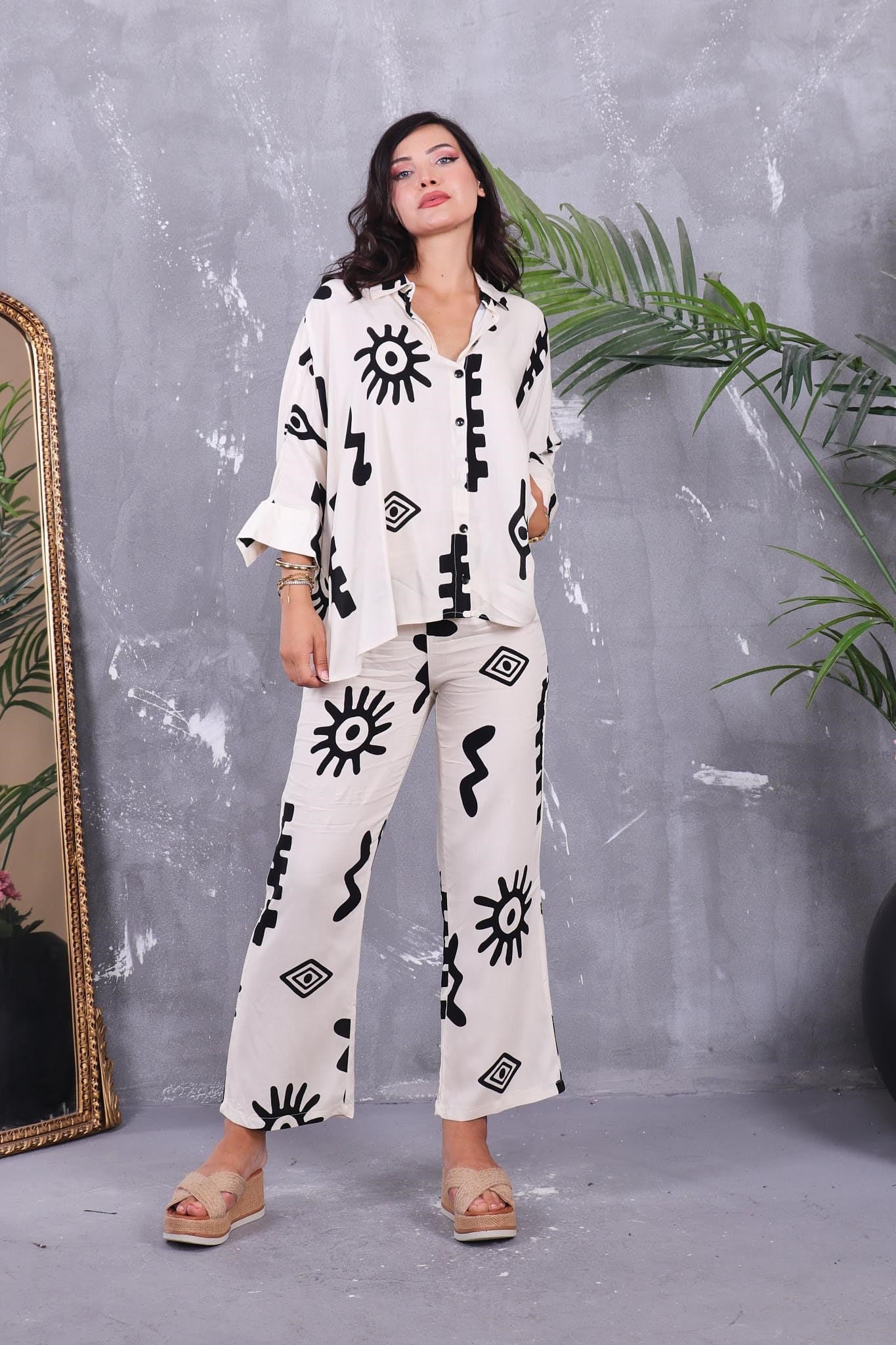İkili Takım Oversize Gömlek Detaylı Takım