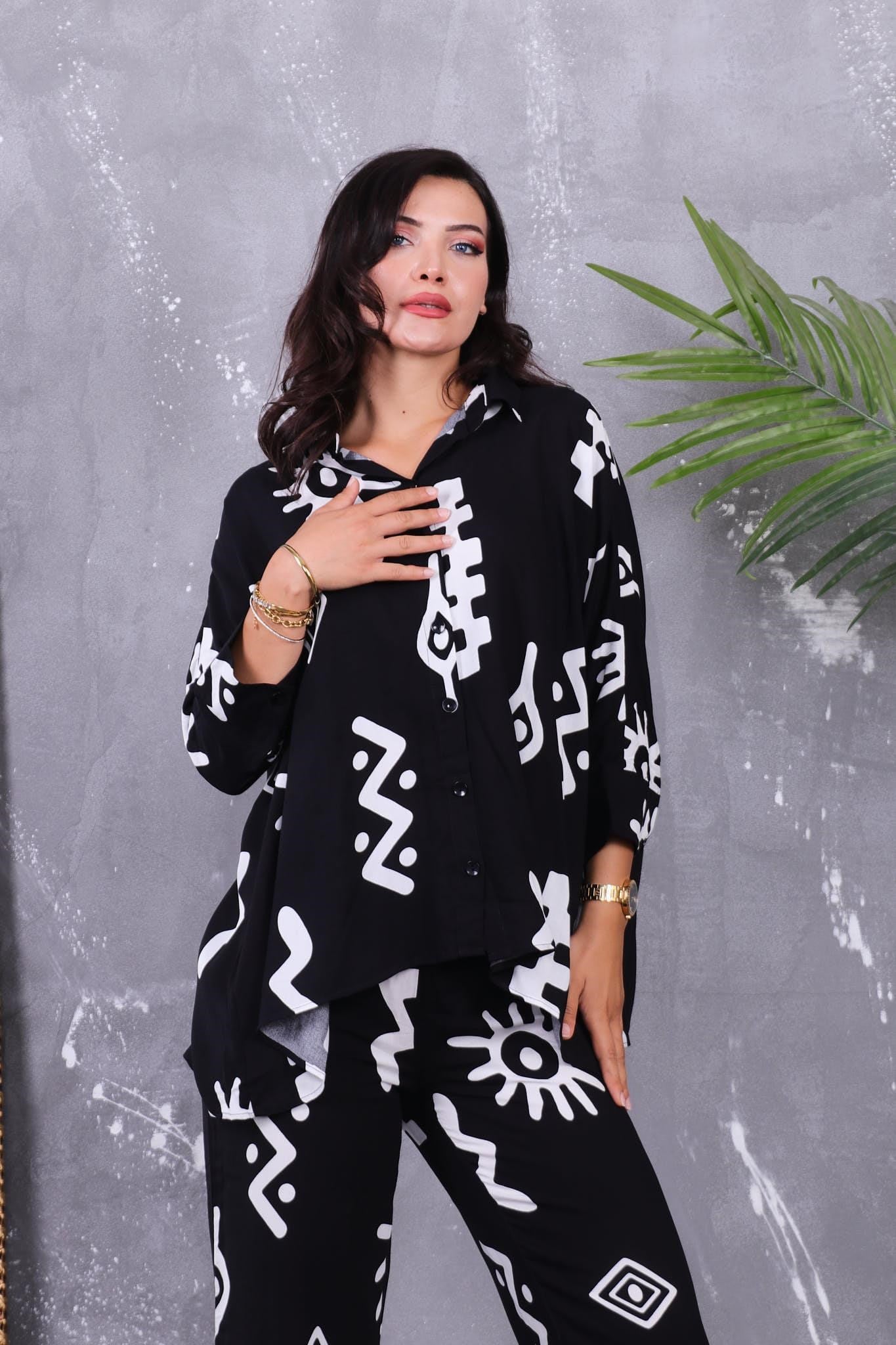 İkili Takım Oversize Gömlek Detaylı Takım
