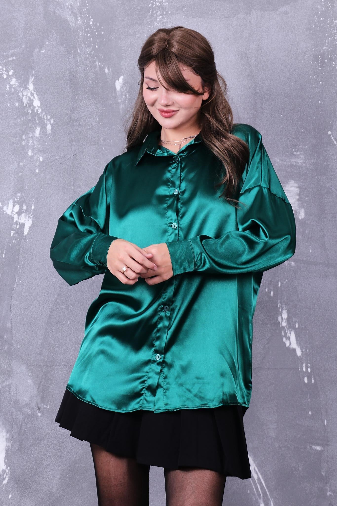 Gömlek Oversize Saten Gömlek