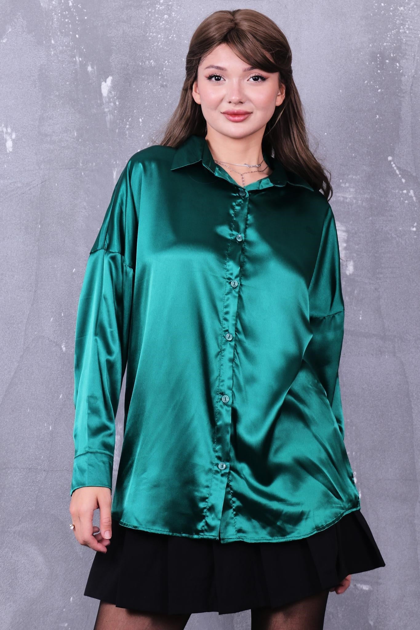 Gömlek Oversize Saten Gömlek