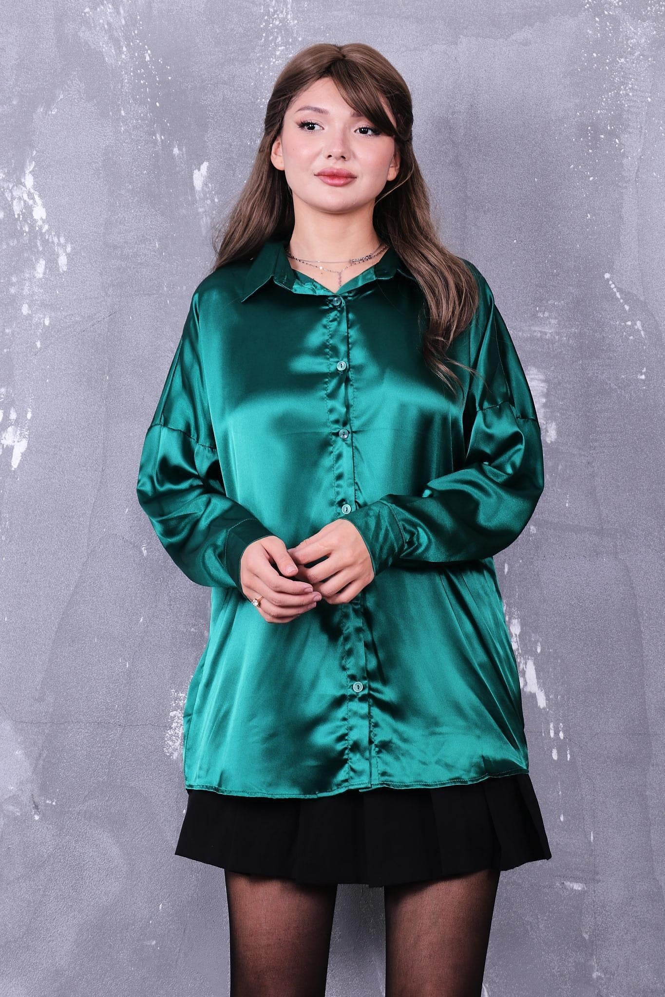 Gömlek Oversize Saten Gömlek