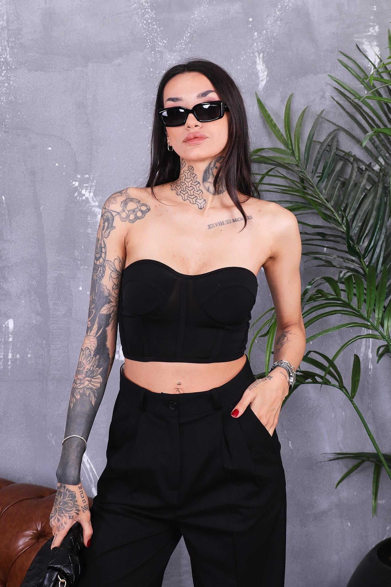 Bluz Straplez Crop Bluz