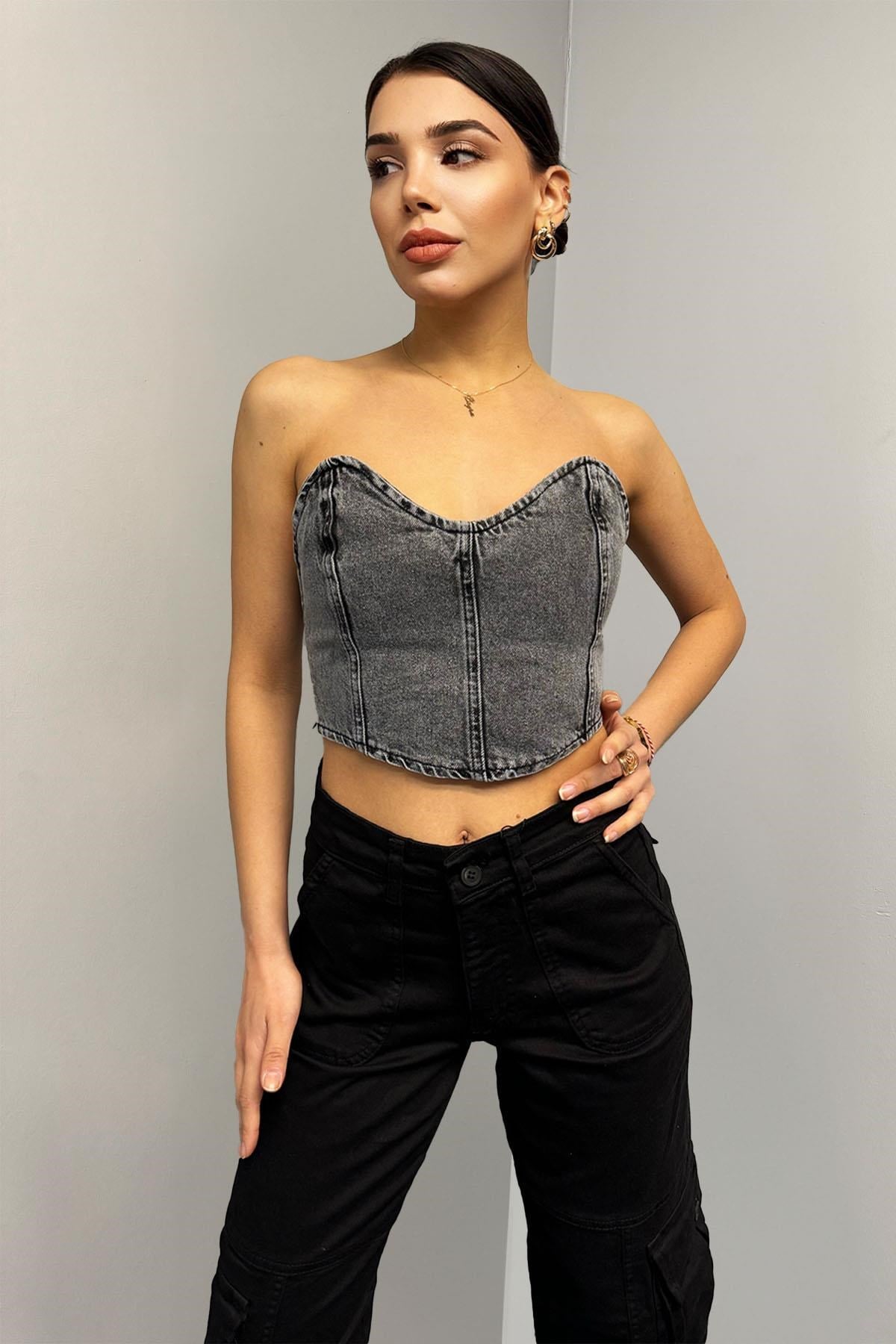 Bluz Yan Fermuarlı Jean Bluz
