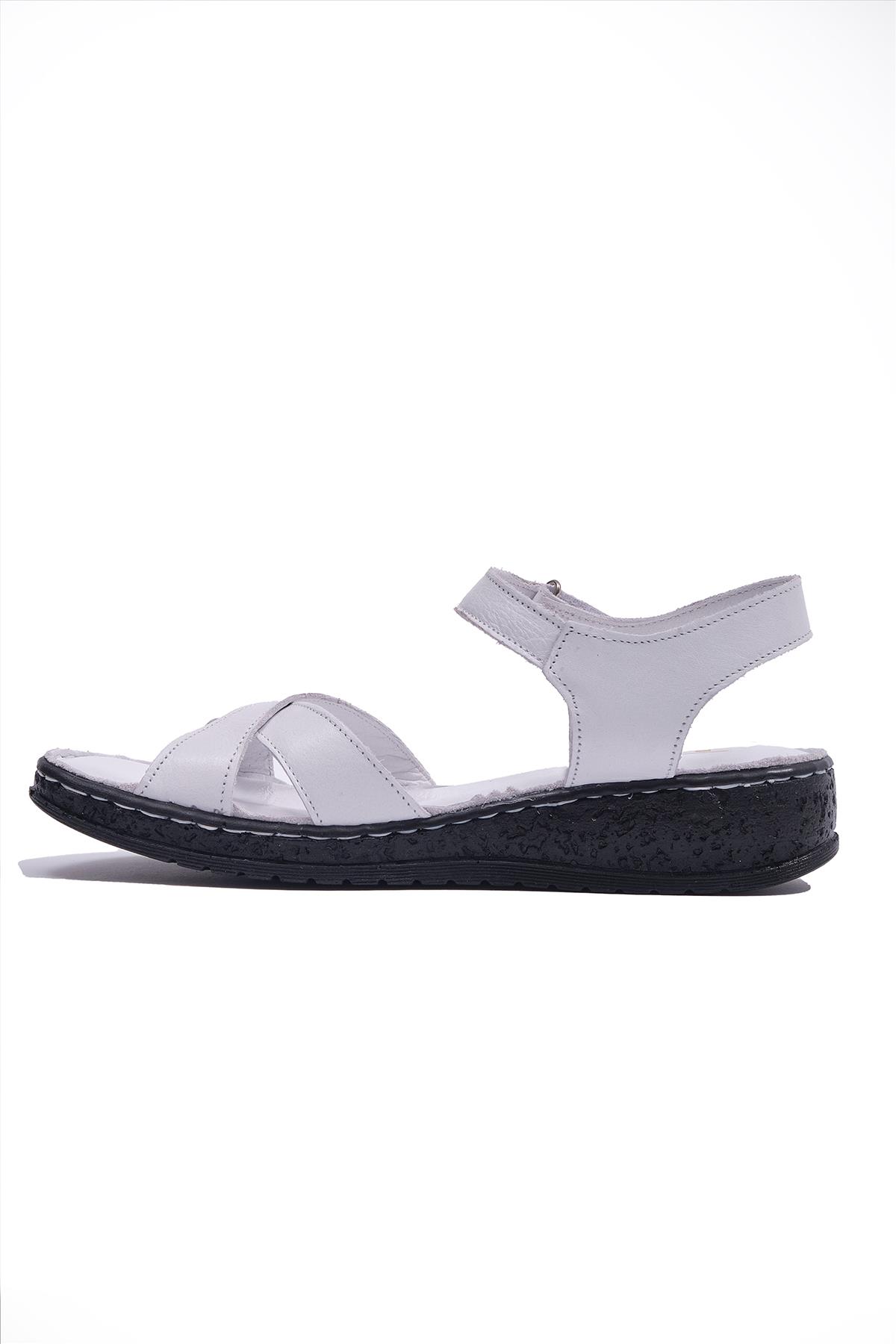 Punto 390191 Hakiki Deri Sandalet Ayakkabı Kadın