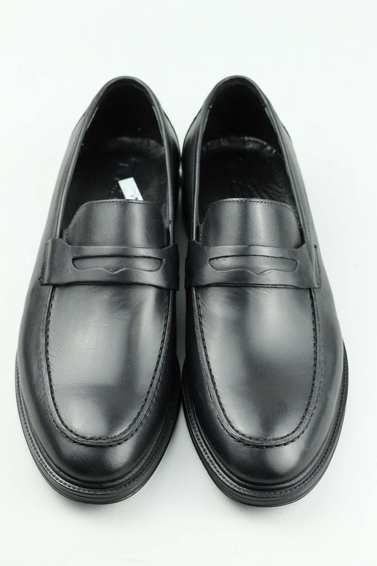 Punto 505420 Hakiki Deri Loafer Klasik Ayakkabı Siyah Erkek