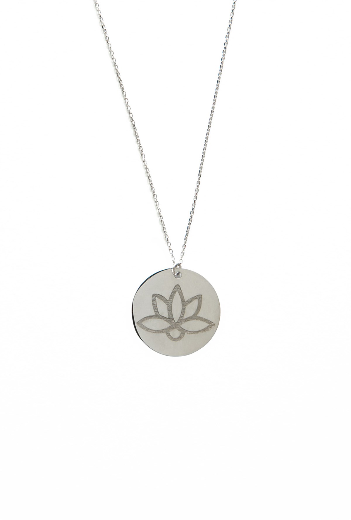Lotus Çiçeği Kolye (İçi Dolu) Silver