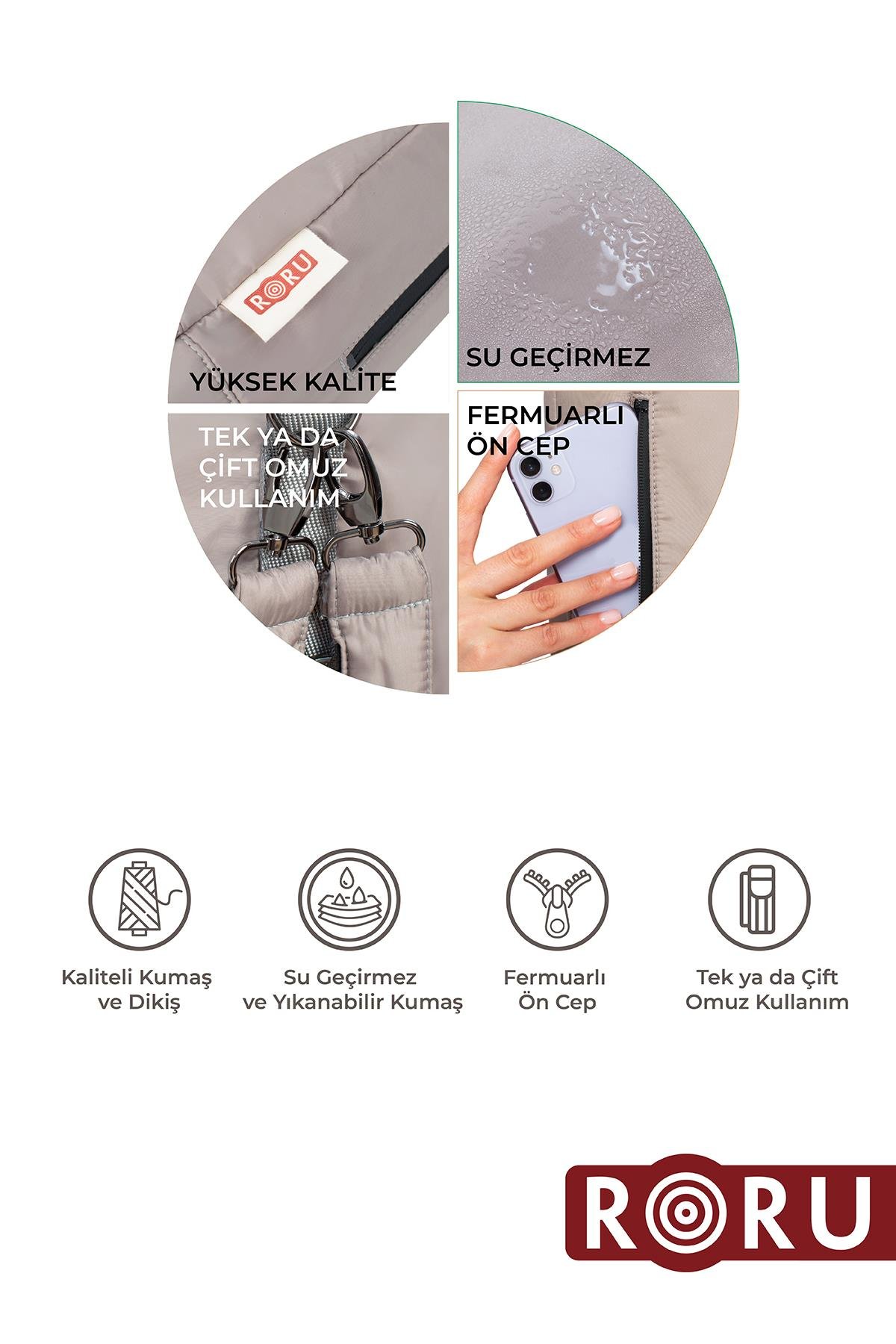 RORU Yoga Matı Taşıma Çantası - Açık Gri