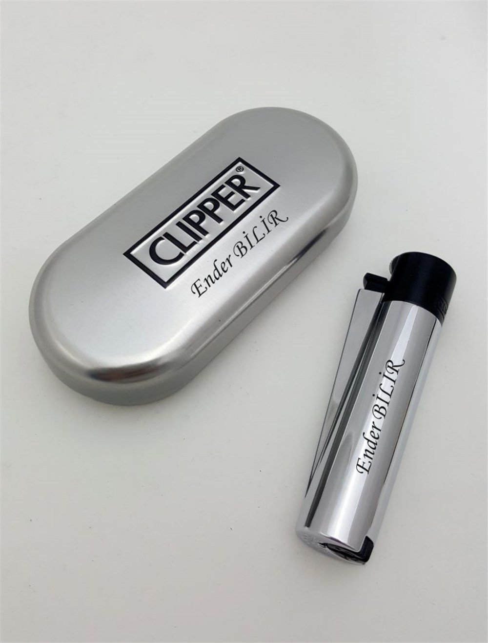 ÇakmakKİŞİYE ÖZEL CLIPPER GÜMÜŞ METAL ÇAKMAK