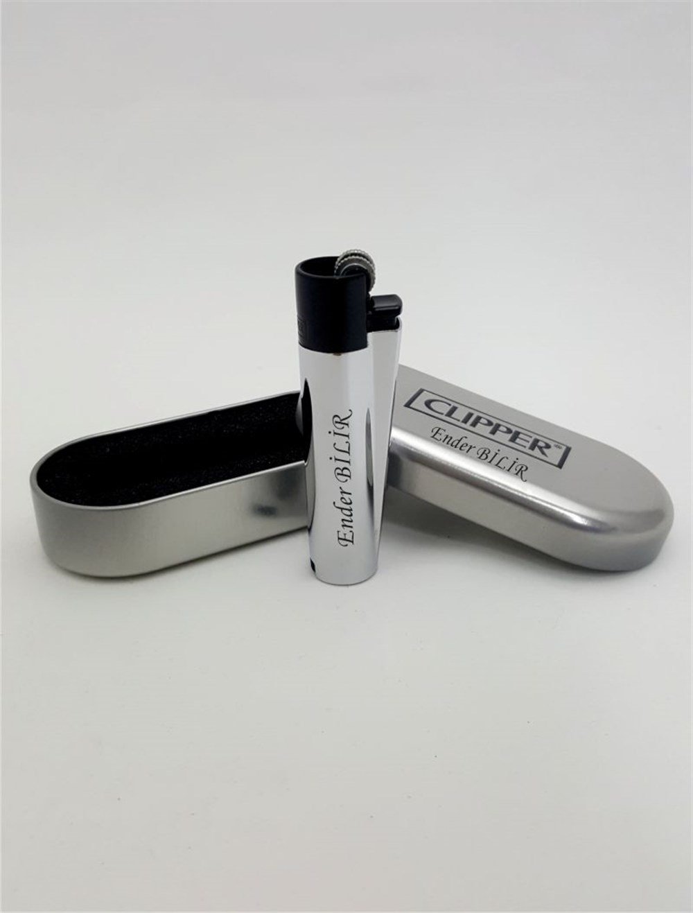 ÇakmakKİŞİYE ÖZEL CLIPPER GÜMÜŞ METAL ÇAKMAK