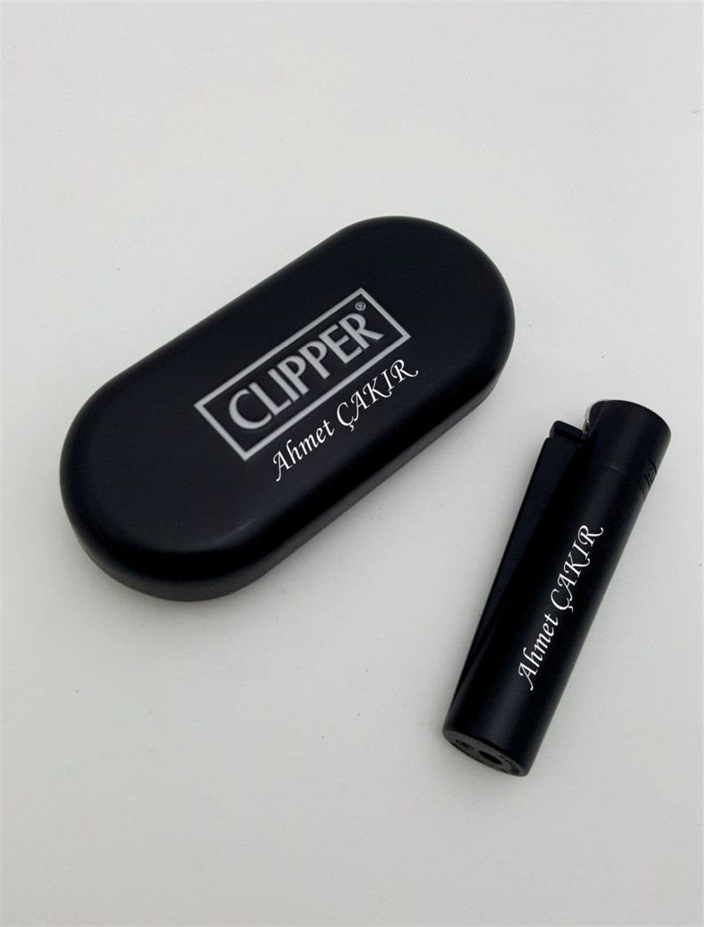 ÇakmakKİŞİYE ÖZEL CLIPPER MATT BLACK METAL ÇAKMAK