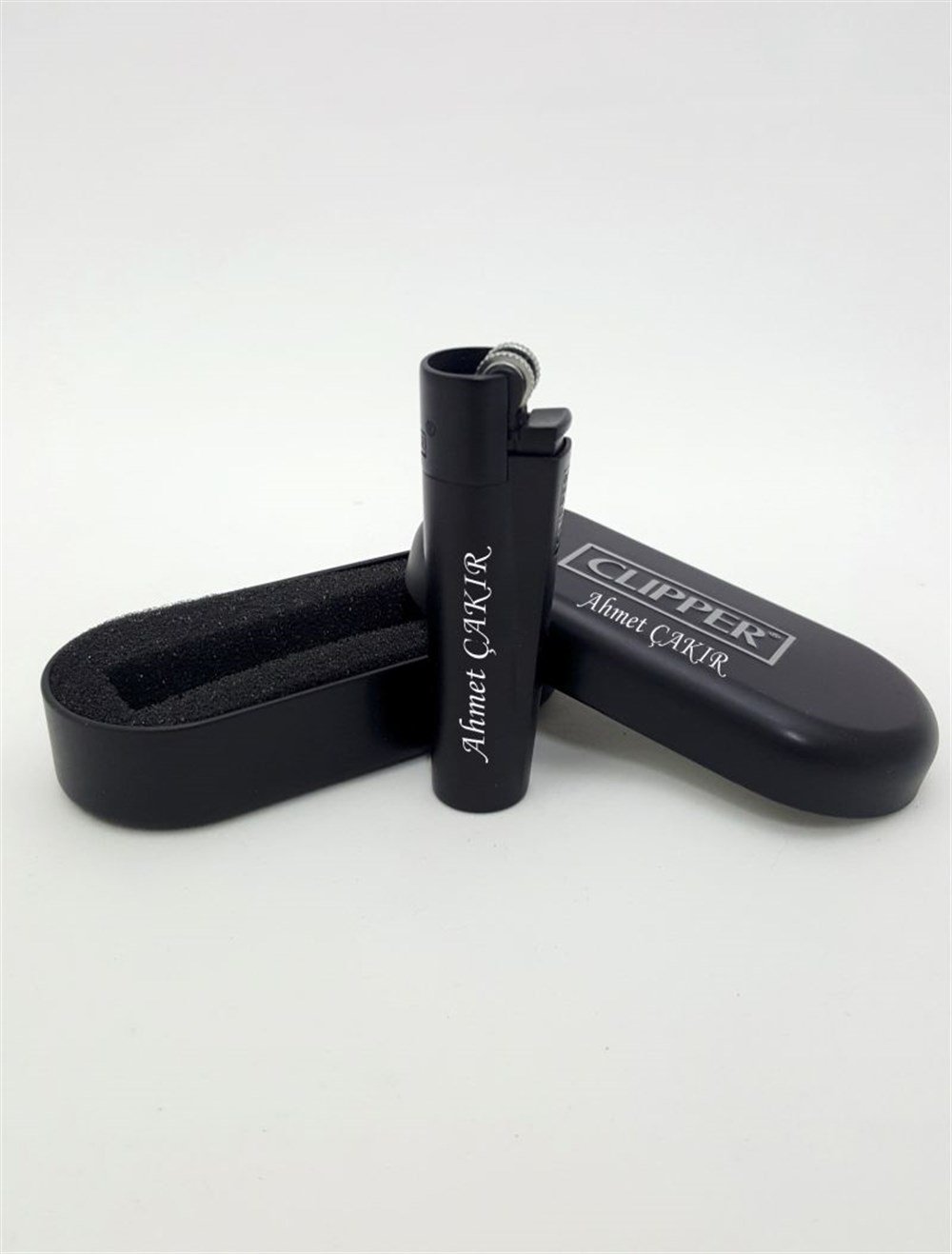 ÇakmakKİŞİYE ÖZEL CLIPPER MATT BLACK METAL ÇAKMAK