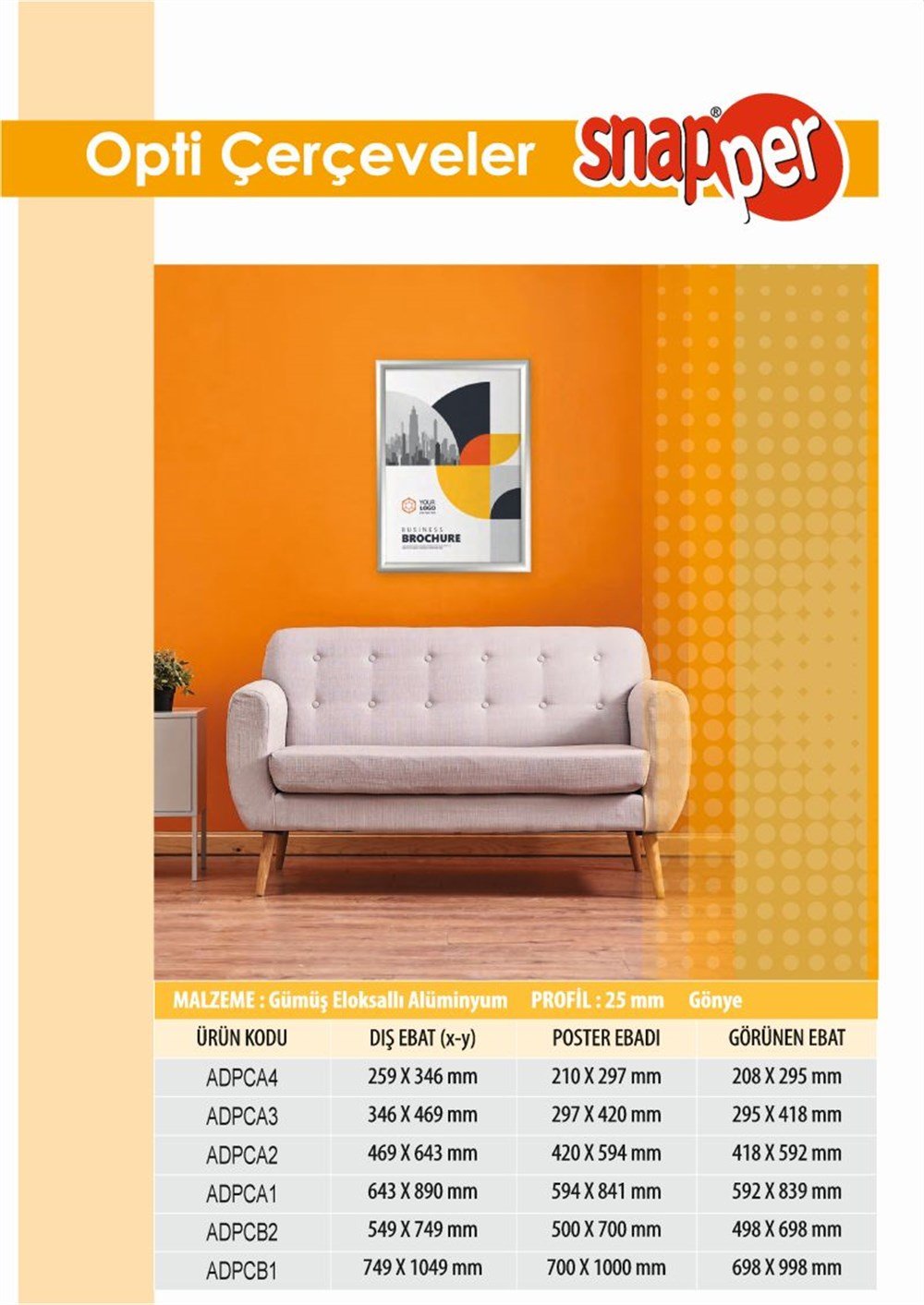 Aç-Kapa ÇerçevelerA4 SNAPPER AÇ KAPA ÇERÇEVE