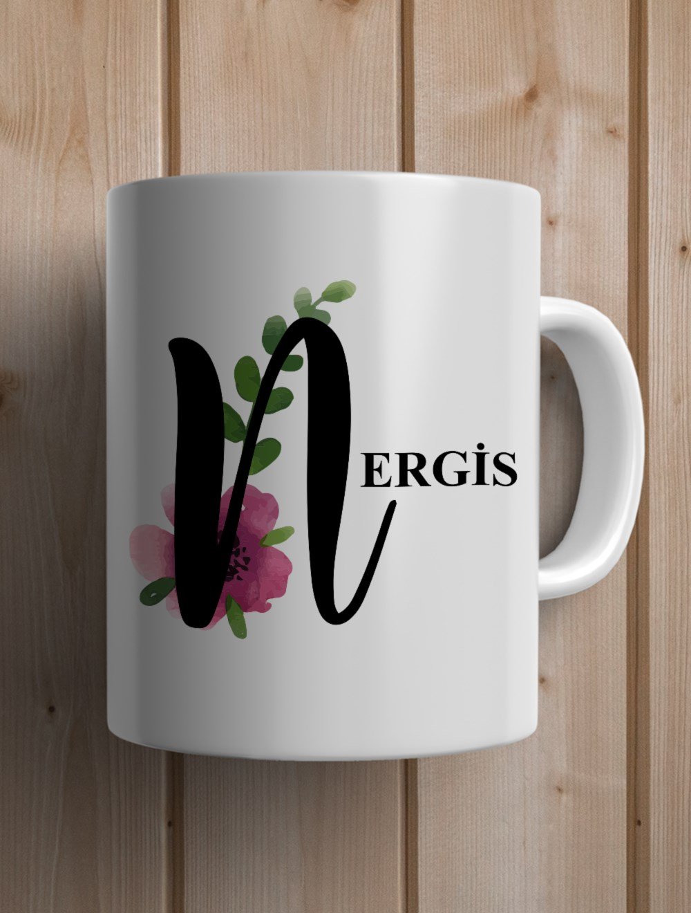 Harfli KupalarN BAŞ HARFLİ ÇİÇEK TASARIM KUPA