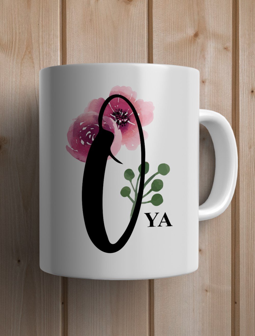 Harfli KupalarO BAŞ HARFLİ ÇİÇEK TASARIM KUPA