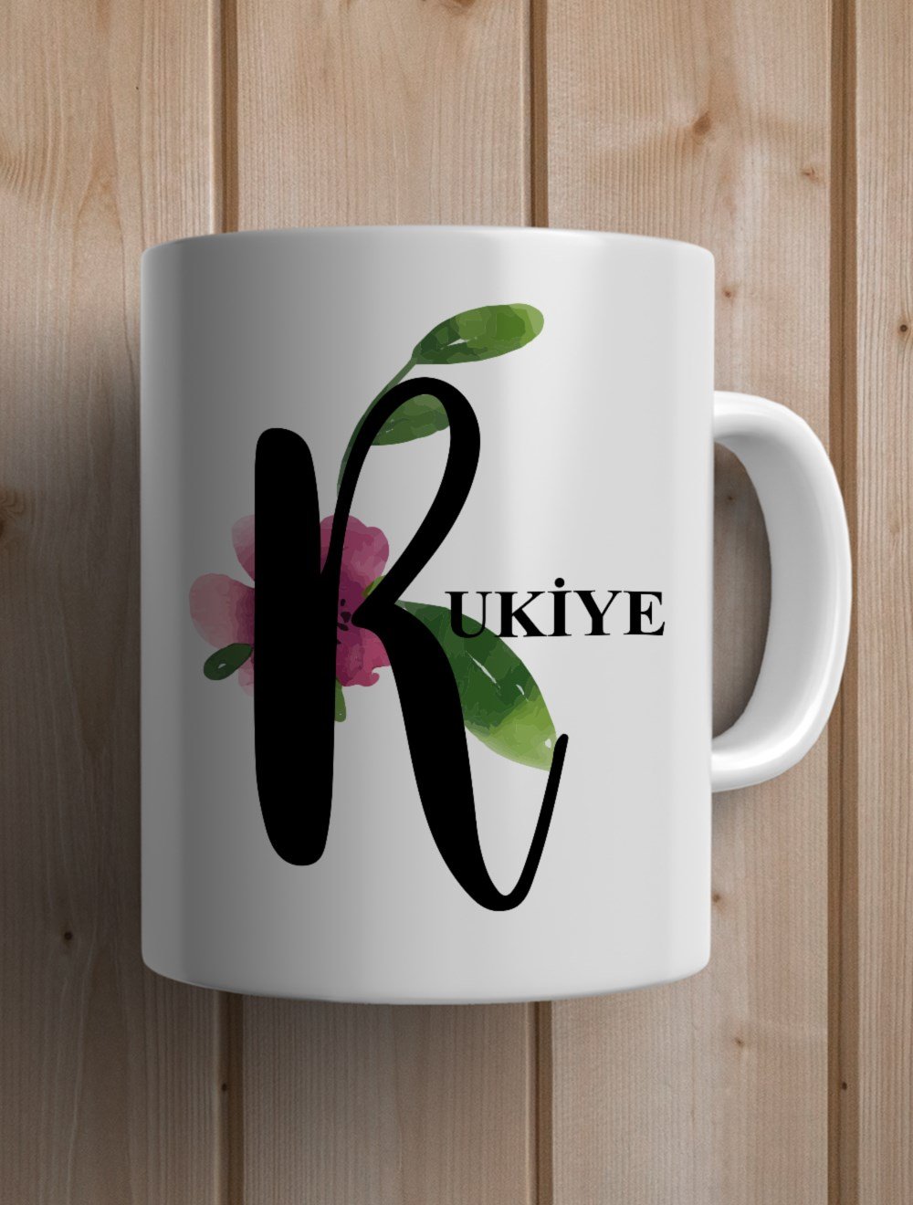 Harfli KupalarR BAŞ HARFLİ ÇİÇEK TASARIM KUPA