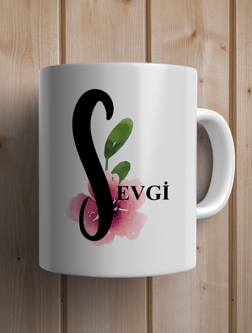 Harfli KupalarS BAŞ HARFLİ ÇİÇEK TASARIM KUPA