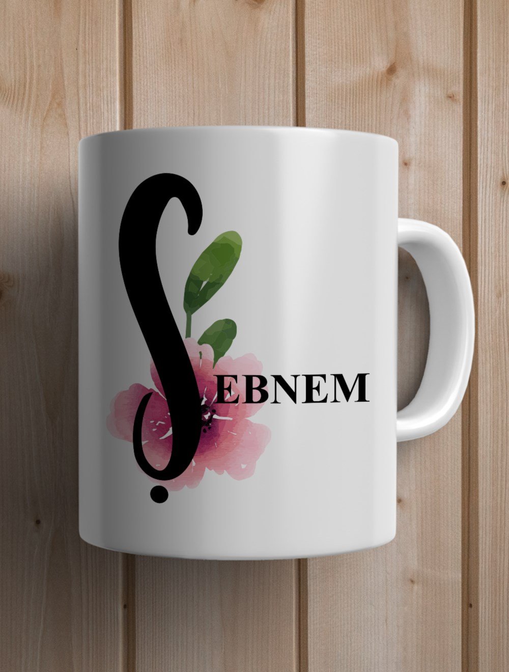 Harfli KupalarŞ BAŞ HARFLİ ÇİÇEK TASARIM  KUPA