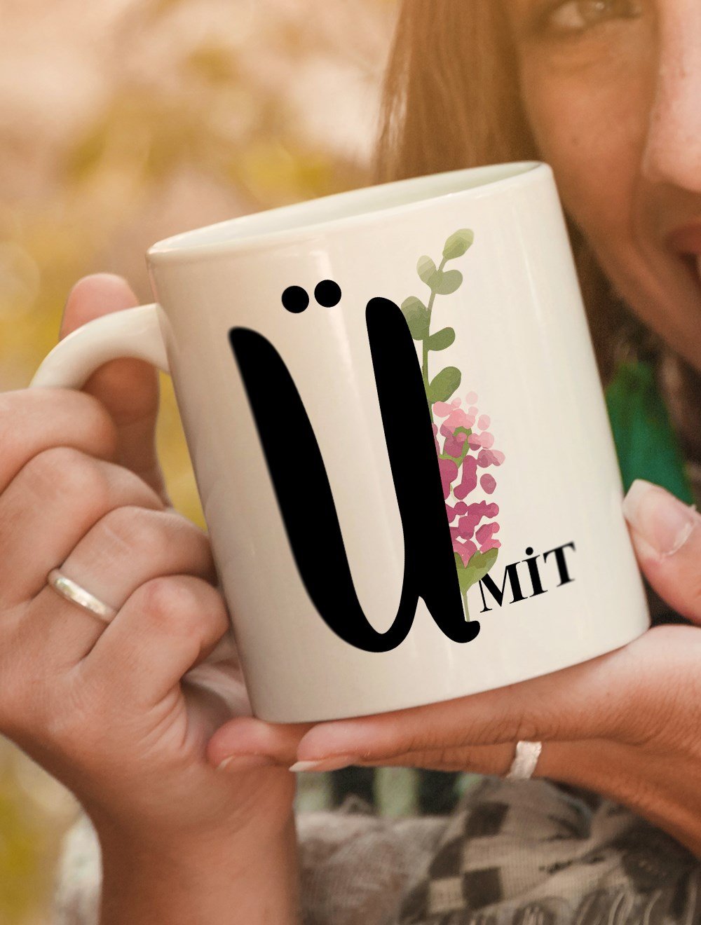 Harfli KupalarÜ BAŞ HARFLİ ÇİÇEK TASARIM  KUPA