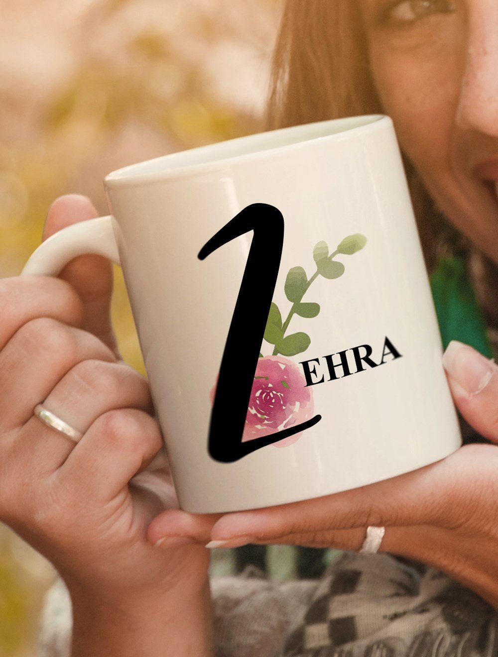 Harfli KupalarZ BAŞ HARFLİ ÇİÇEK TASARIM KUPA