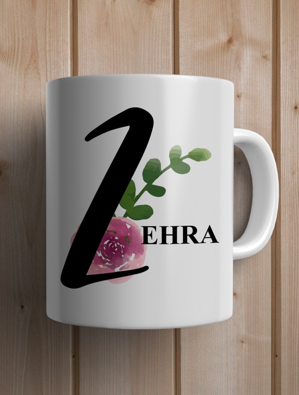 Harfli KupalarZ BAŞ HARFLİ ÇİÇEK TASARIM KUPA