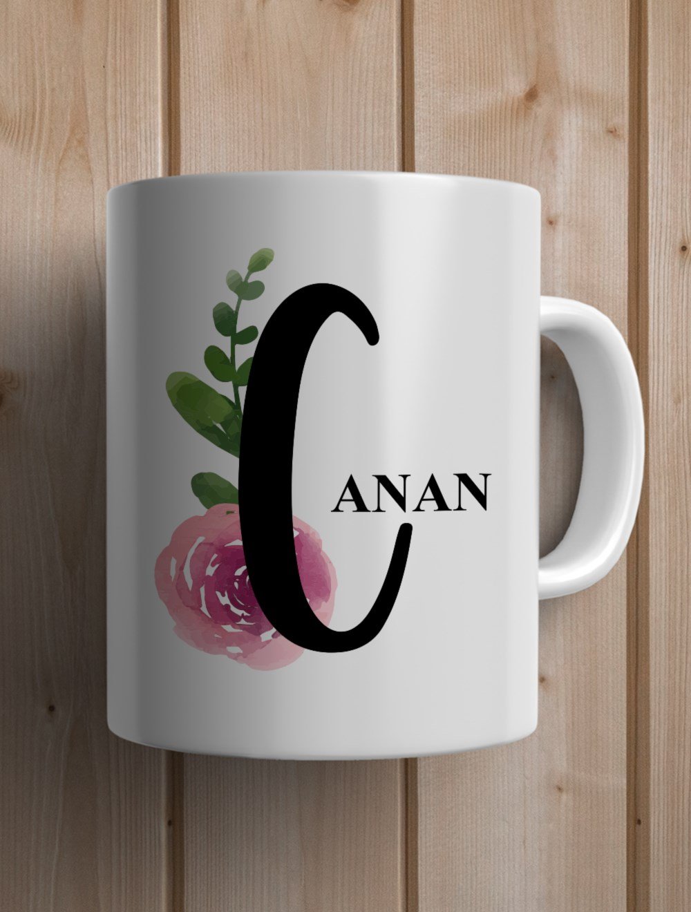 Harfli KupalarC BAŞ HARFLİ ÇİÇEK TASARIM KUPA