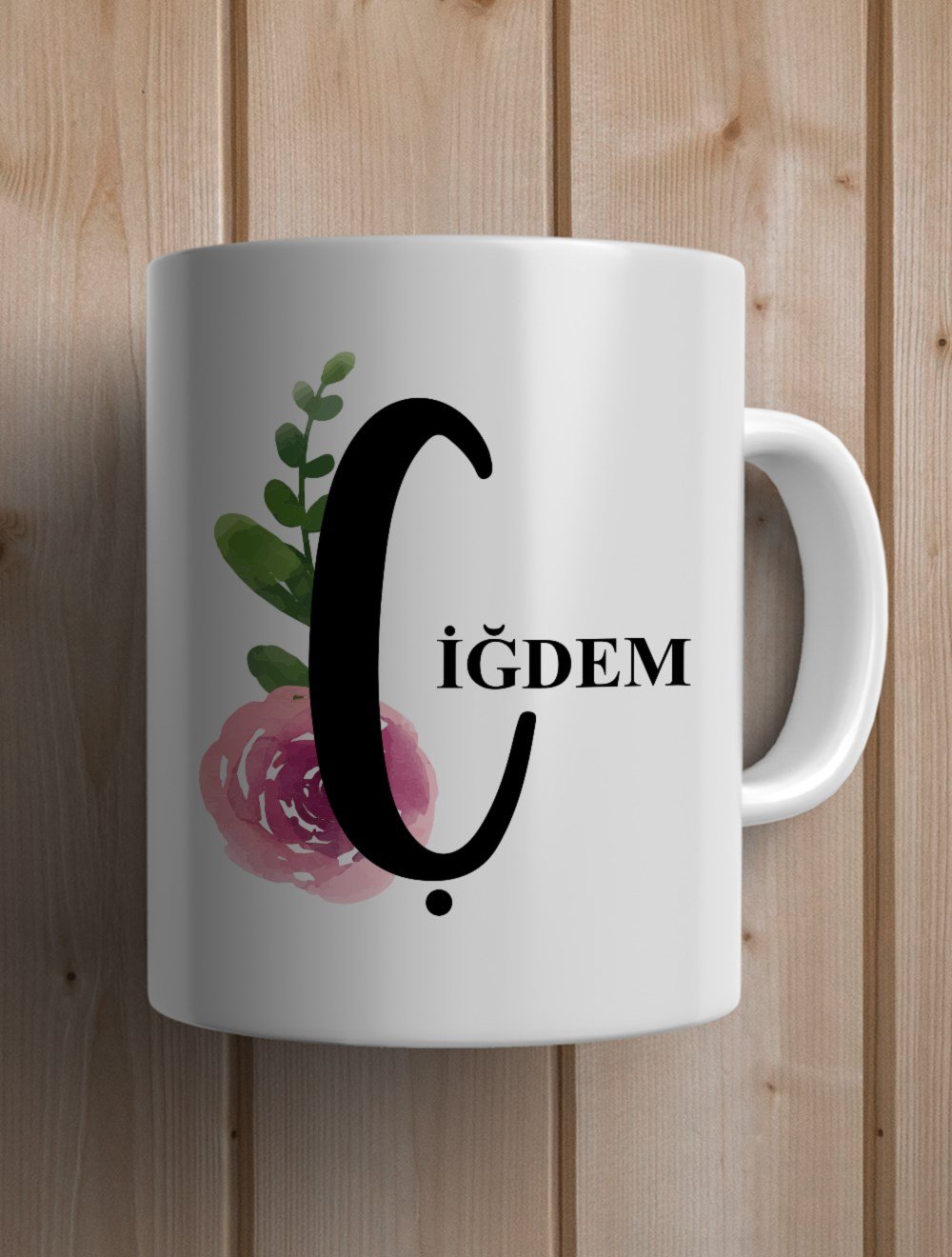 Harfli KupalarD BAŞ HARFLİ ÇİÇEK TASARIM KUPA