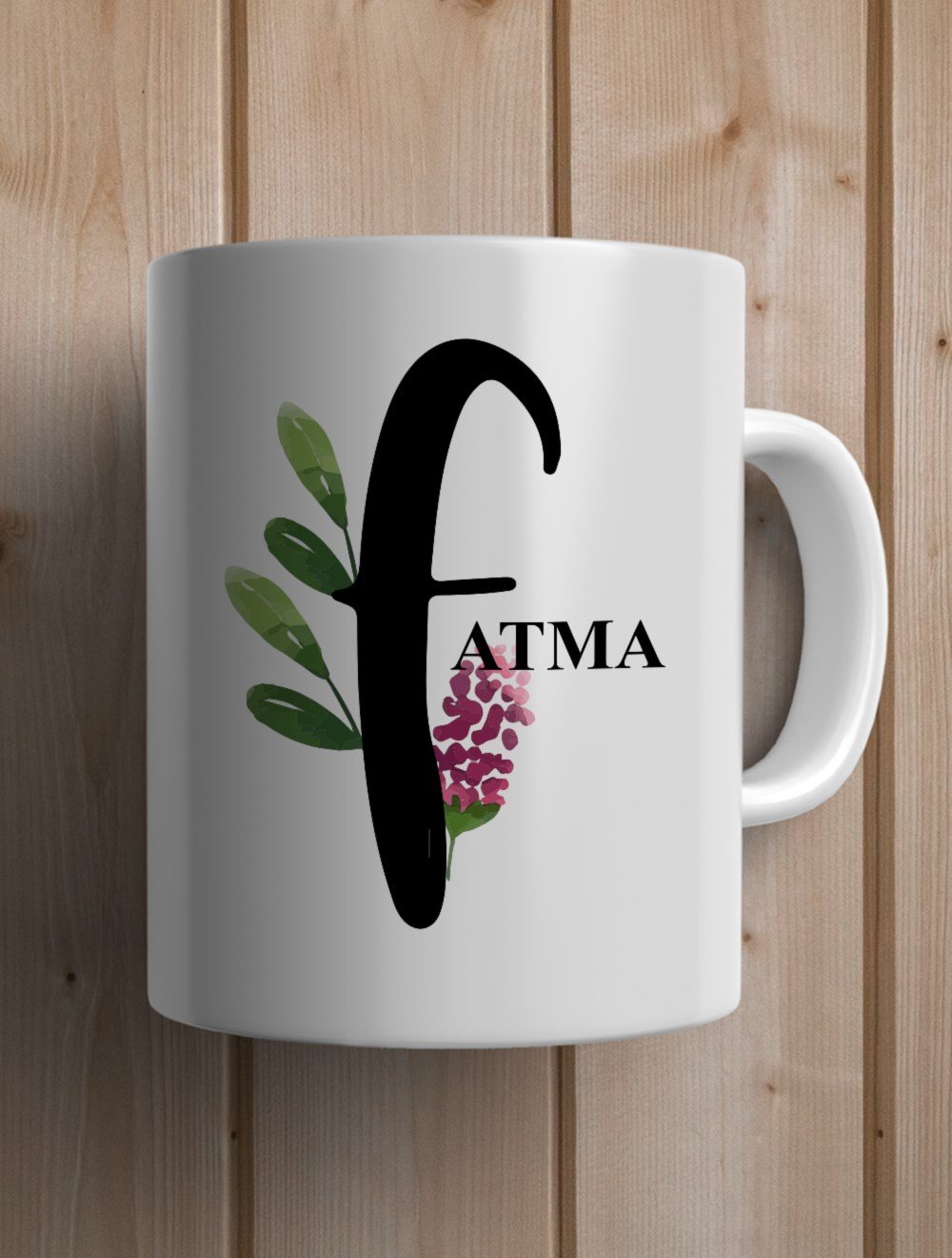 Harfli KupalarF BAŞ HARFLİ ÇİÇEK TASARIM KUPA