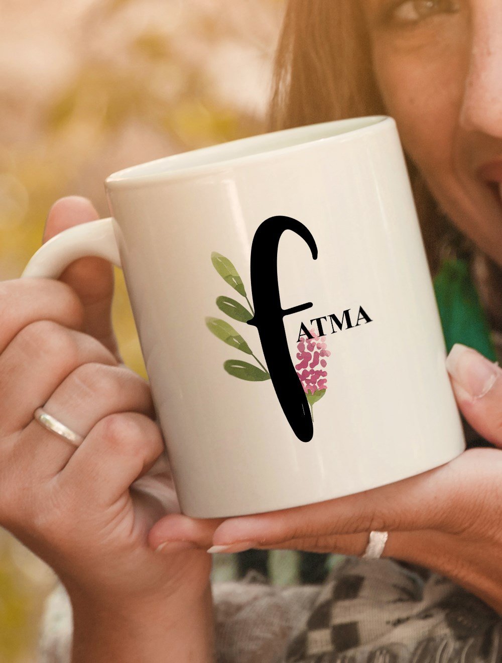 Harfli KupalarF BAŞ HARFLİ ÇİÇEK TASARIM KUPA