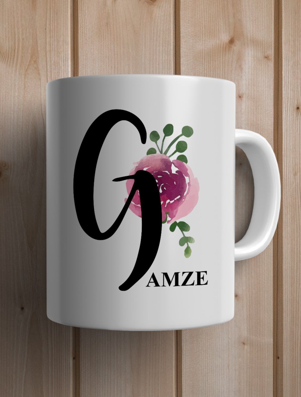 Harfli KupalarG BAŞ HARFLİ ÇİÇEK TASARIM KUPA