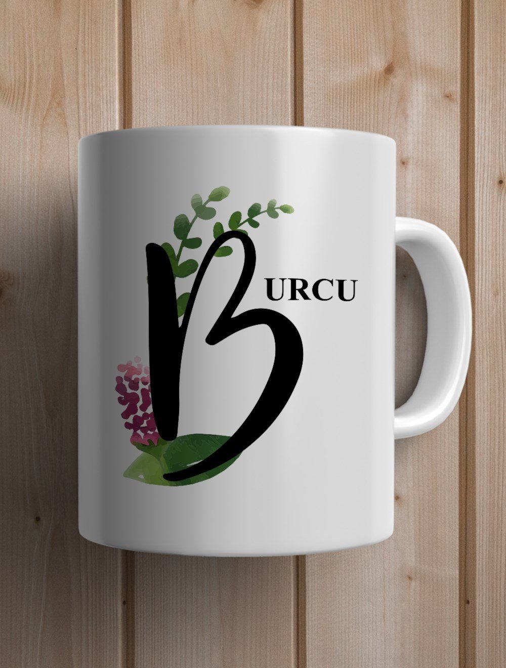 Harfli KupalarB BAŞ HARFLİ ÇİÇEK TASARIM KUPA