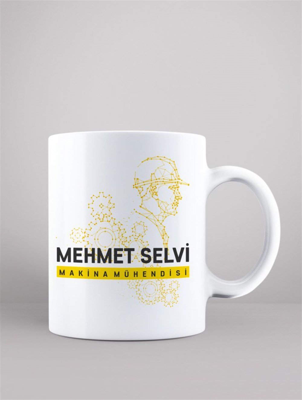 Mesleklere Özel KupalarMAKİNE MÜHENDİSİ KİŞİYE ÖZEL BASKILI KUPA