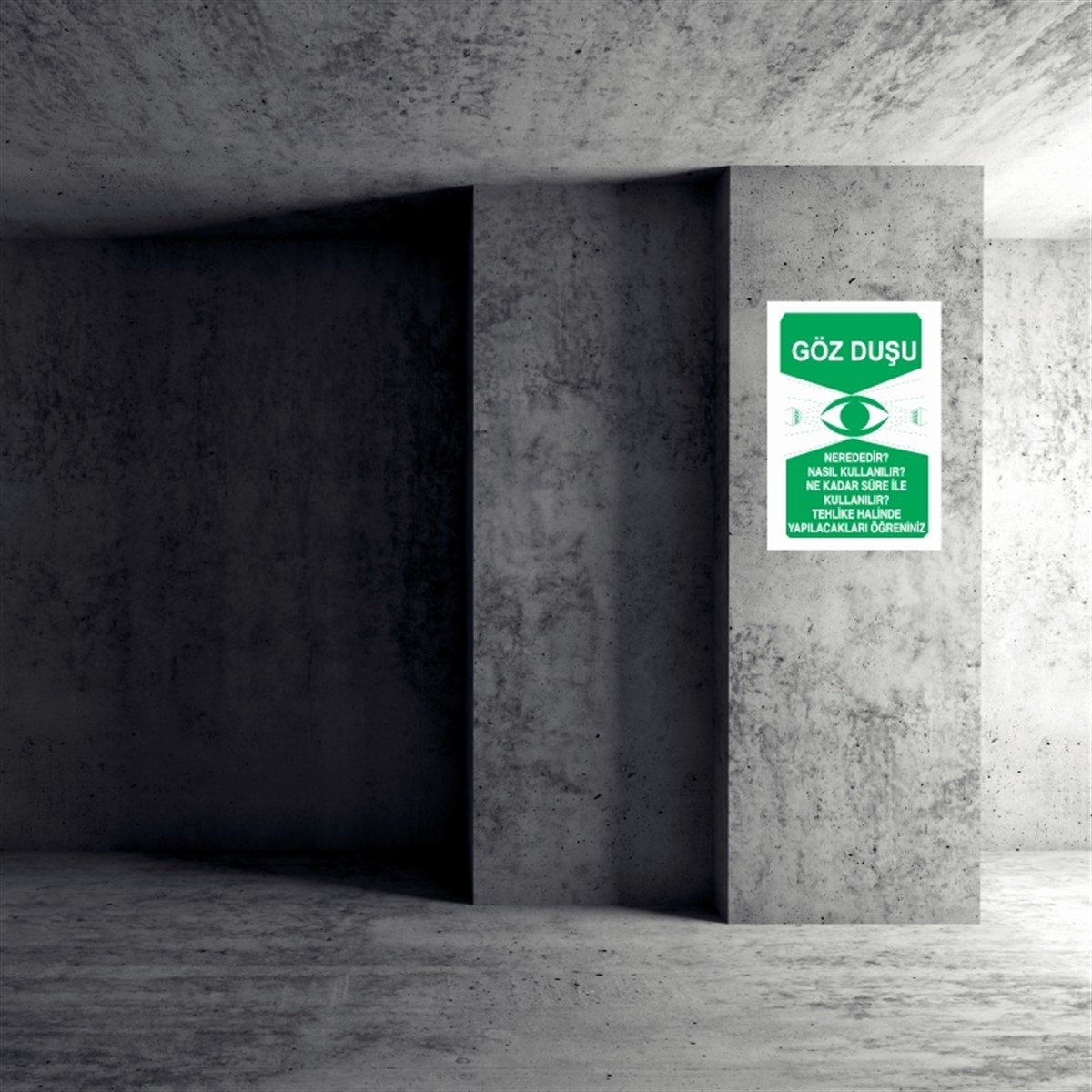 GÖZ VE VÜCUT DUŞUGÖZ DUŞU ÖĞRENİNİZ İŞ GÜVENLİĞİ UYARI LEVHASI