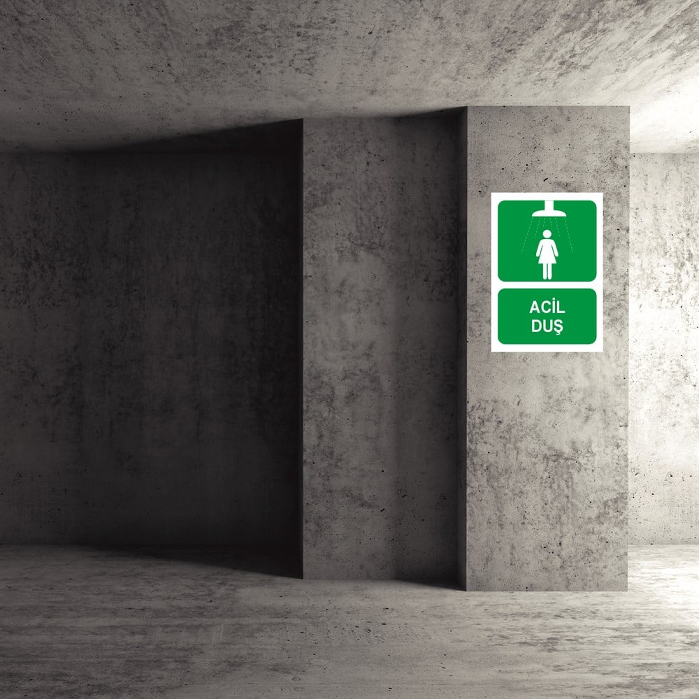 Göz Ve Vücut Duşu Uyarı LevhalarıACİL DUŞ İŞ GÜVENLİĞİ KADIN FİGÜRLÜ UYARI LEVHASI