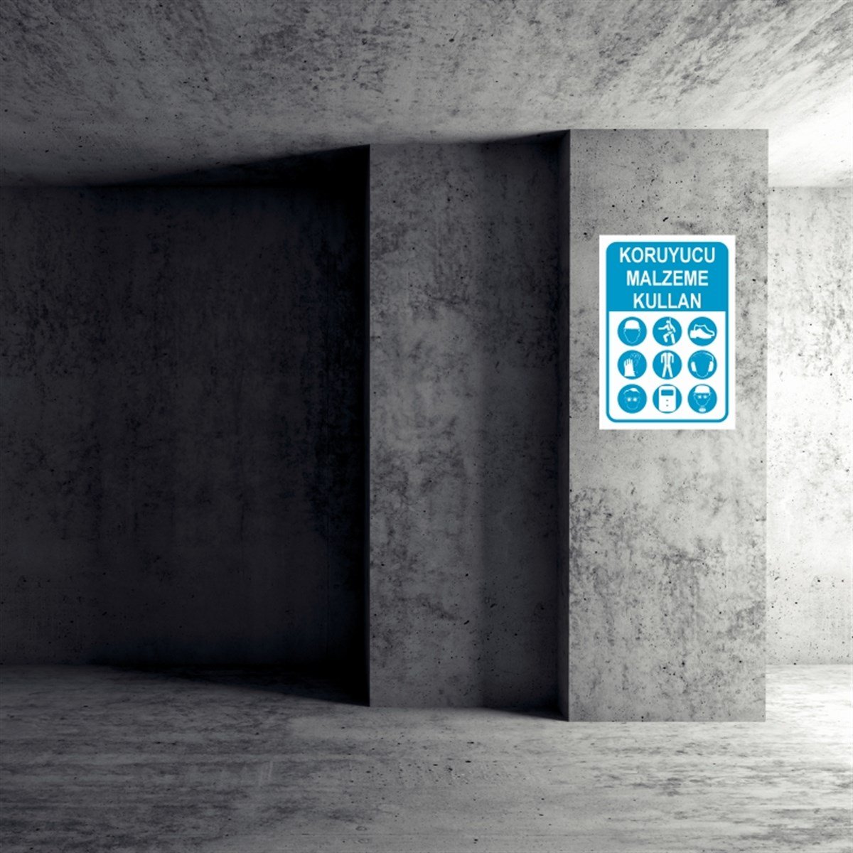 KORUYUCU MALZEMEKORUYUCU MALZEME KULLAN İŞ GÜVENLİĞİ UYARI LEVHASI