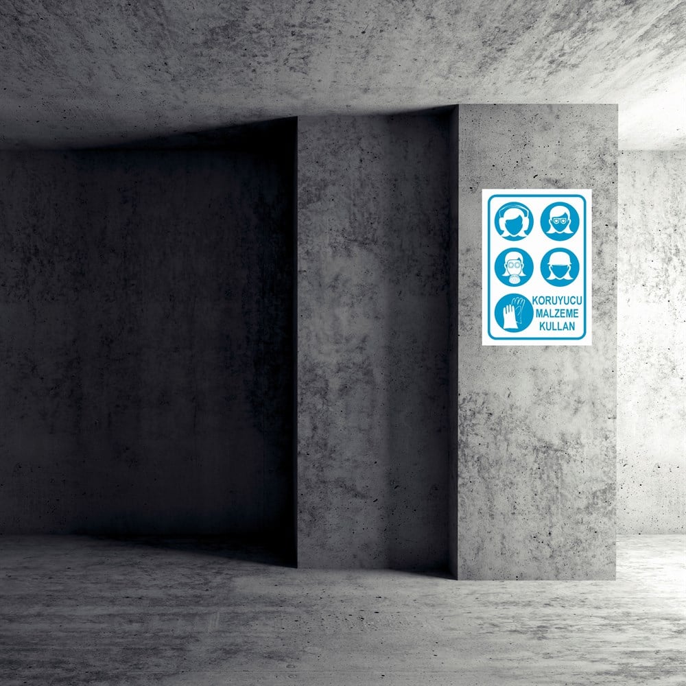 Koruyucu Malzeme Uyarı LevhalarıKORUYUCU MALZEME KULLAN KADIN FİGÜRLÜ İŞ GÜVENLİĞİ UYARI LEVHASI