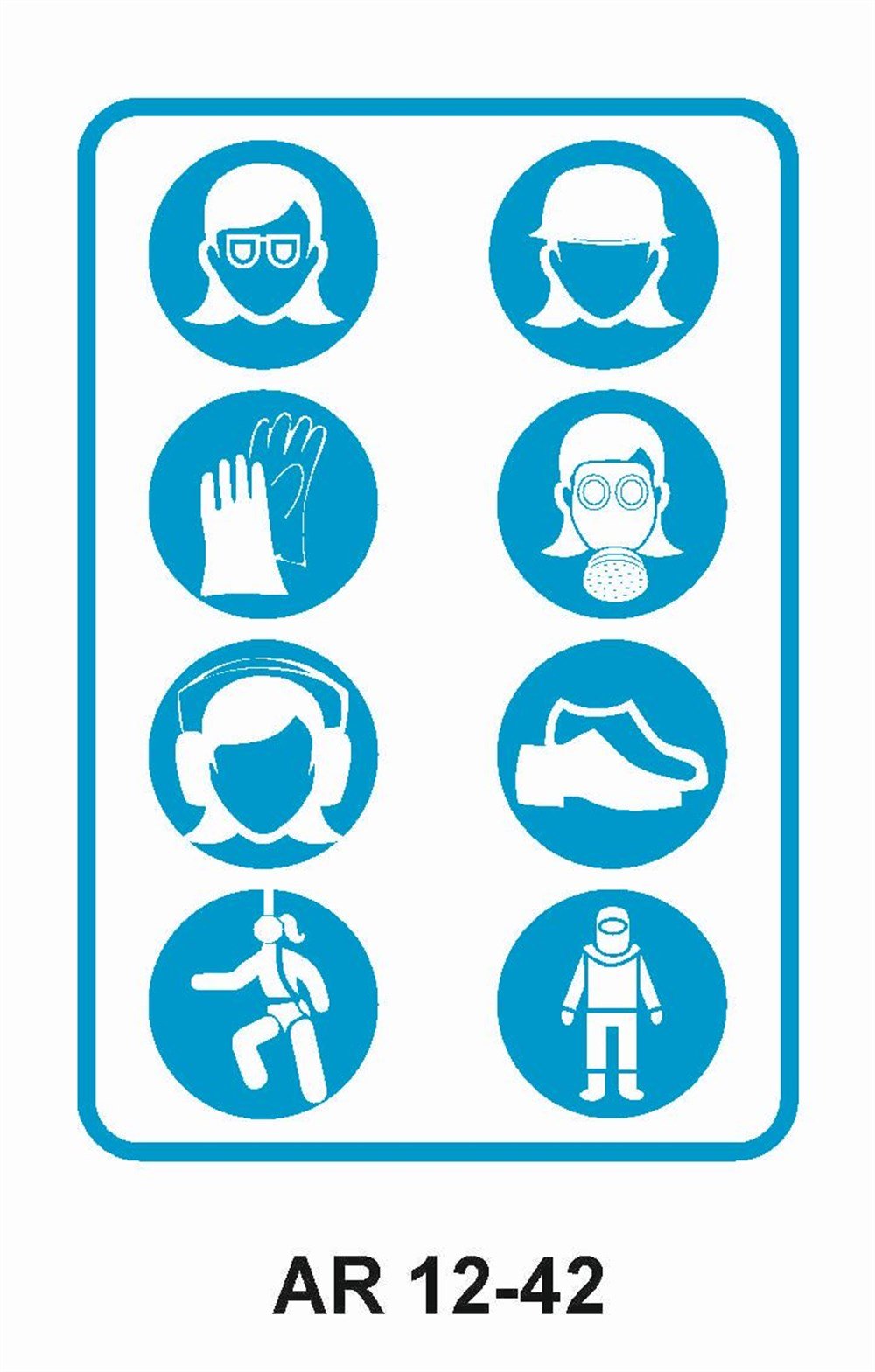 Koruyucu Malzeme Uyarı LevhalarıKORUYUCU MALZEME SEMBOLLER KADIN FİGÜRLÜ İŞ GÜVENLİĞİ UYARI LEVHASI