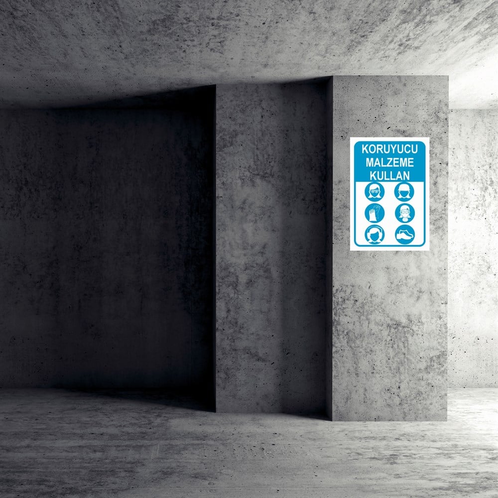 Koruyucu Malzeme Uyarı LevhalarıKORUYUCU MALZEME KULLAN KADIN FİGÜRLÜ İŞ GÜVENLİĞİ UYARI LEVHASI