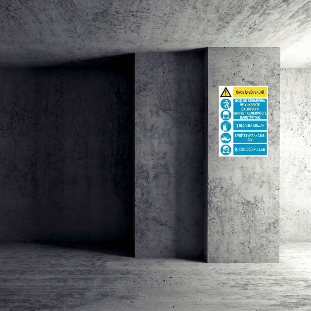 Koruyucu Malzeme Uyarı LevhalarıKORUYUCU MALZEME TALİMATLAR KADIN FİGÜRLÜ İŞ GÜVENLİĞİ UYARI LEVHASI